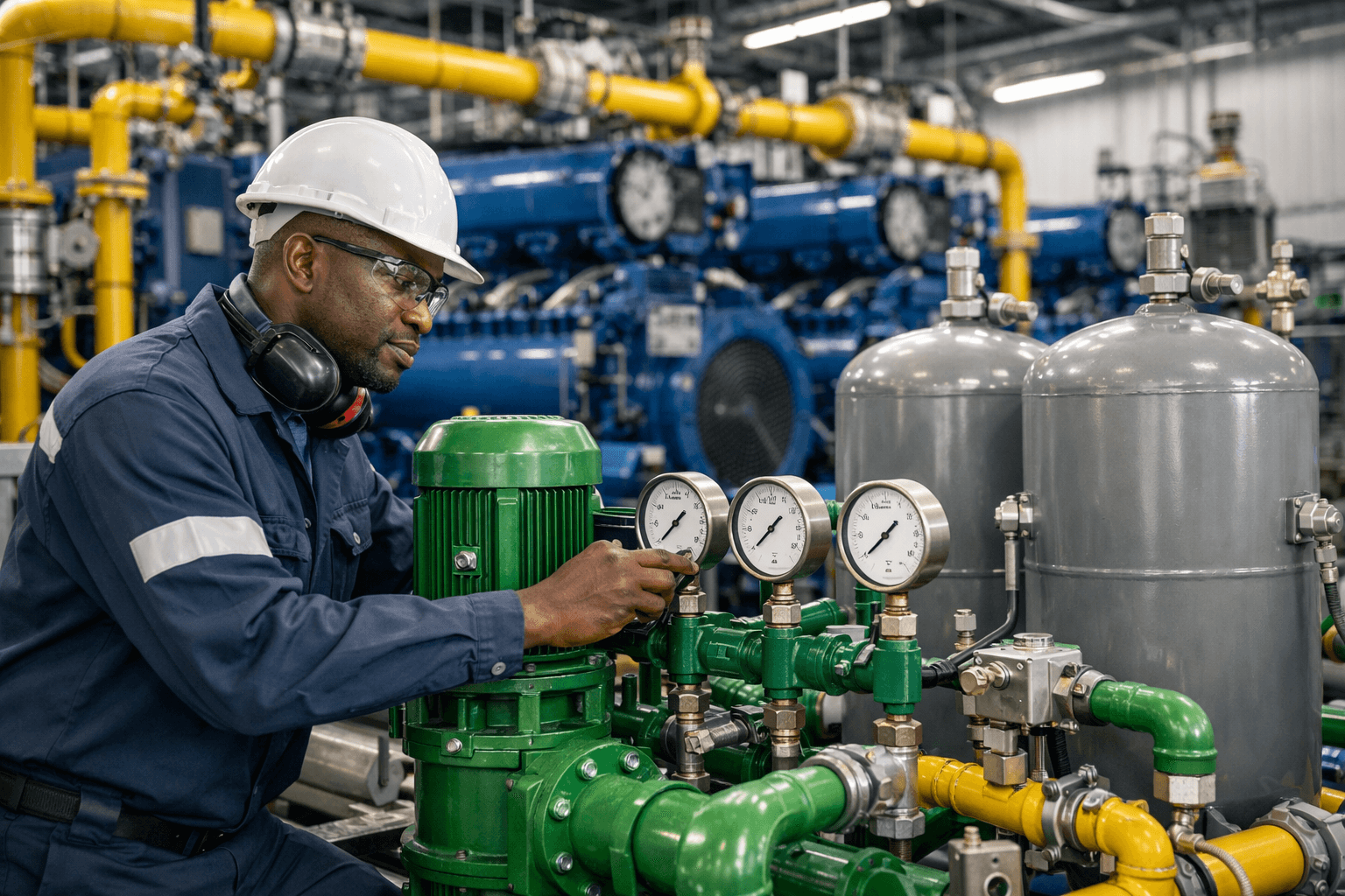 Industrial worker in safety gear